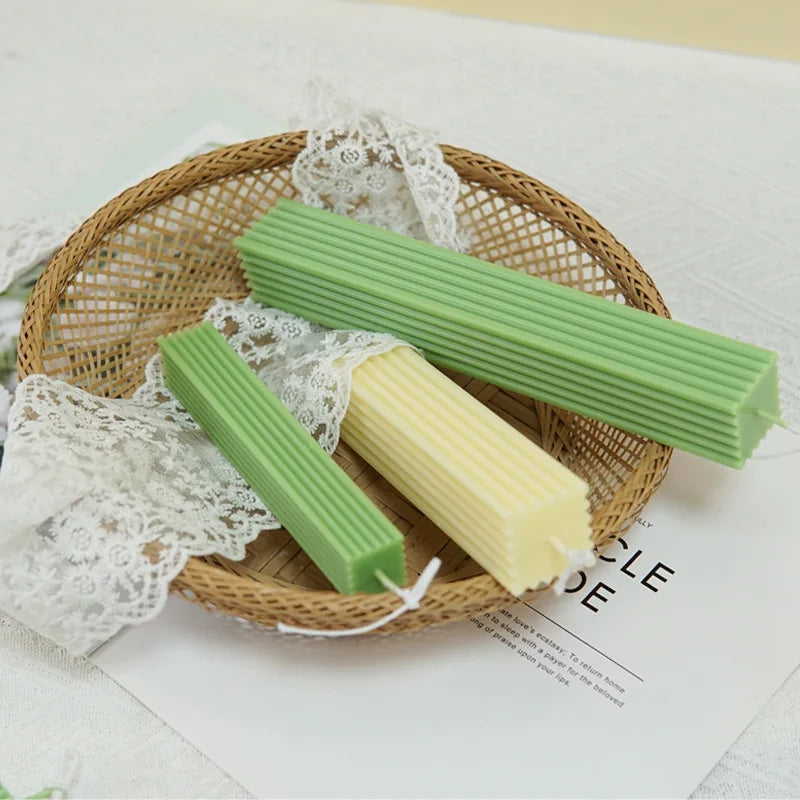 The Ribbed Rectangular Pillar Candle Moulds silicone candle mould by MYKA Candles and Moulds, optimized for professional candle, soap, and cake moulds.