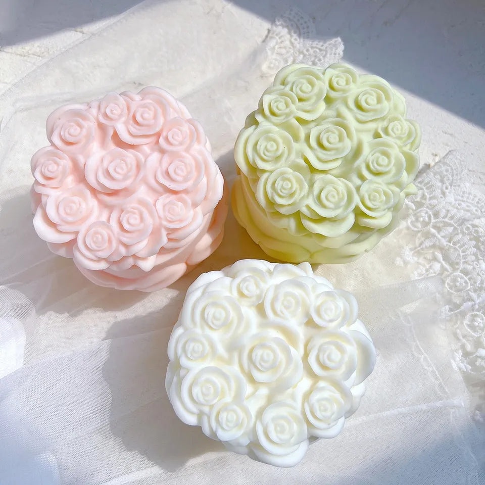 A detailed Rose Box Candle Mould silicone candle mould by MYKA Candles and Moulds, perfect for candle making, soap moulds, and resin moulds.