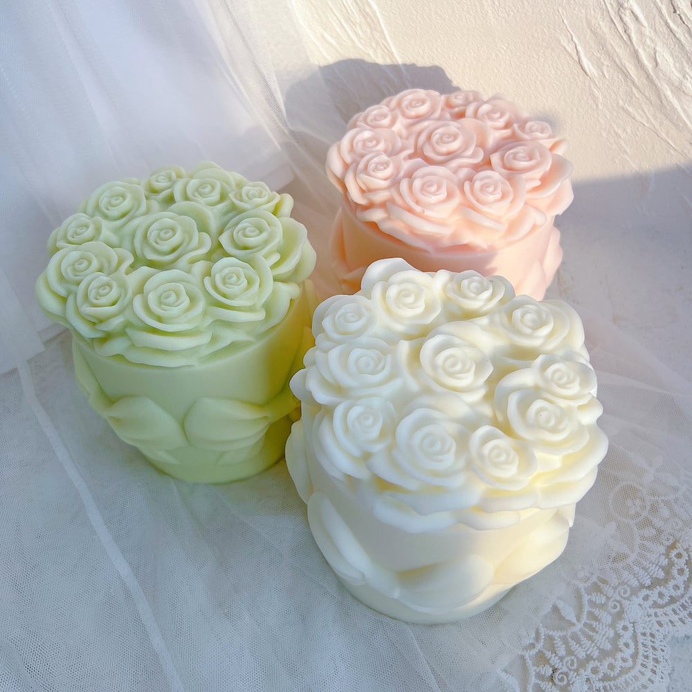 Precision-designed Rose Box Candle Mould silicone candle mold by MYKA Candles and Moulds for resin moulds and gourmet cake mould designs.