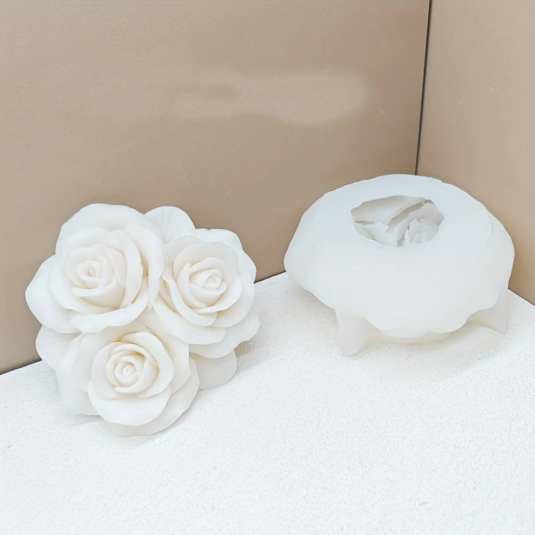 The Rose Trio Silicone Candle Mould silicone candle mould by MYKA Candles and Moulds, a must-have for resin moulds and DIY baking mould enthusiasts.