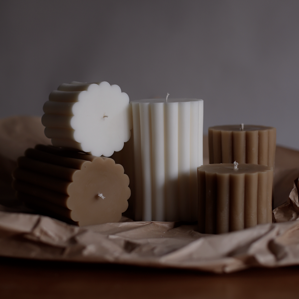 The flexible Rosetta Pillar Candle Moulds silicone candle mould by MYKA Candles and Moulds, suitable for soap moulds and food-grade cake mould use.