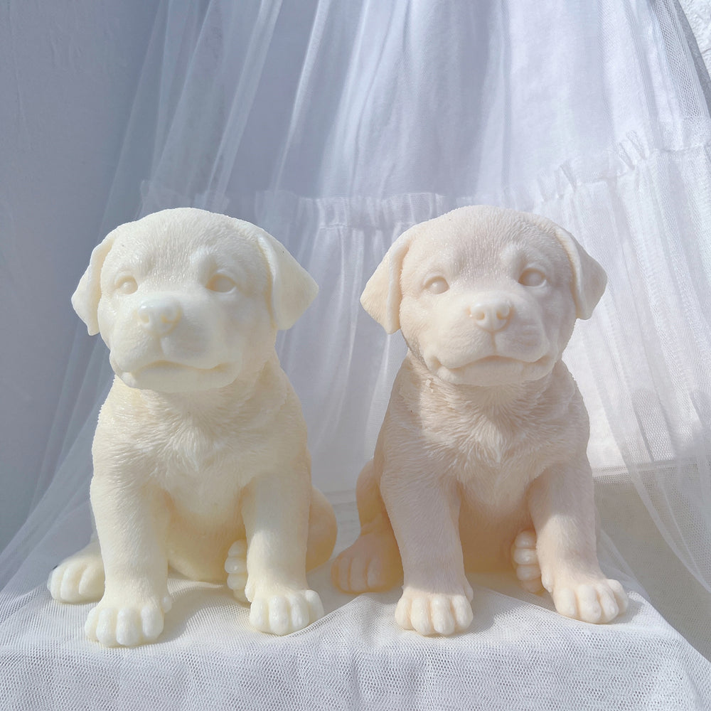 An aesthetic Rottweiler Puppy Candle Mould silicone candle mould from MYKA Candles and Moulds, perfect for soap, resin, and cake mould art.