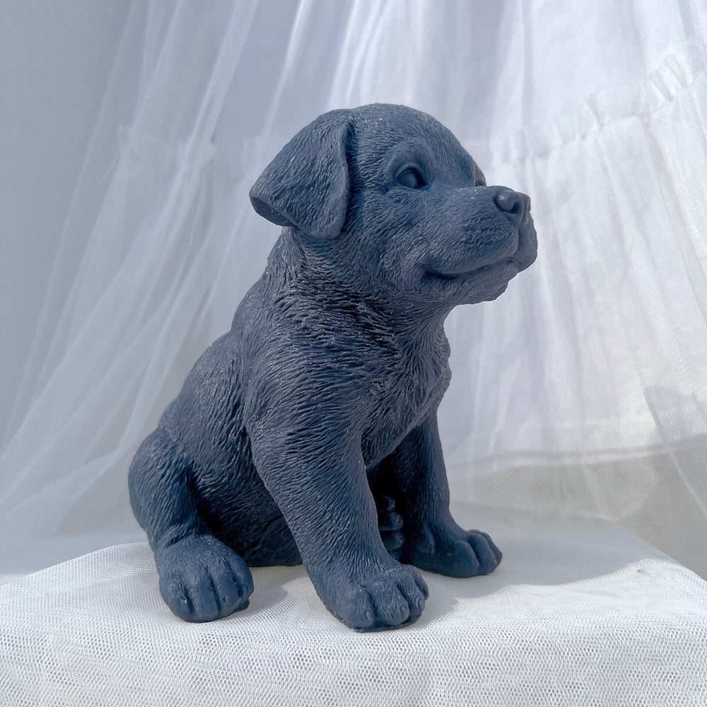 A heat-resistant Rottweiler Puppy Candle Mould silicone candle mould by MYKA Candles and Moulds, ideal for soap, resin, and baking mould applications.