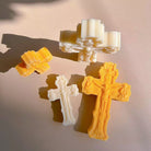 A premium Sacred Cross Silicone Candle Moulds silicone candle mold by MYKA Candles and Moulds, a versatile tool for soap, resin, and cake mould crafting.