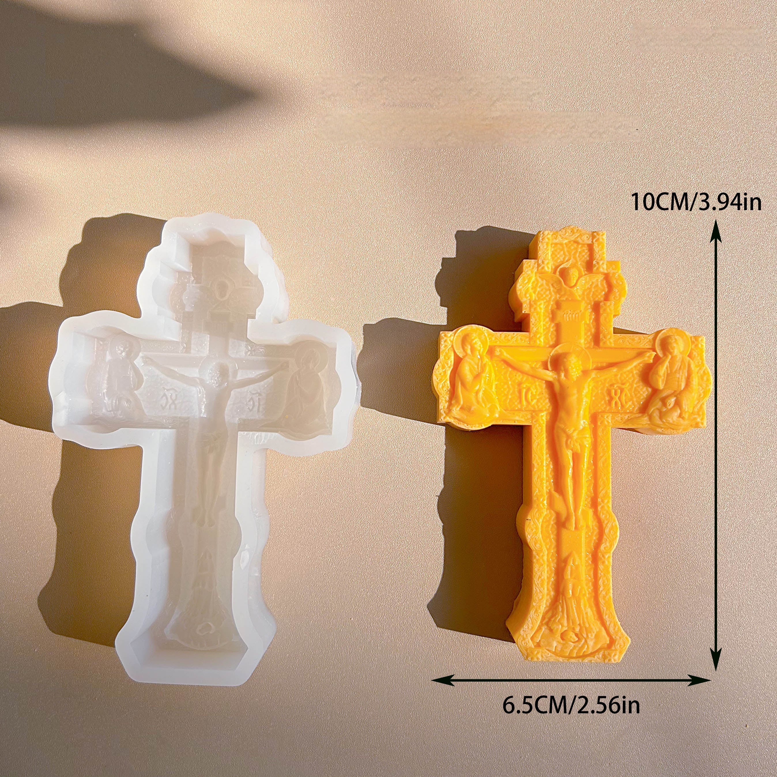 A Sacred Cross Silicone Candle Moulds silicone candle mold by MYKA Candles and Moulds, the perfect multipurpose tool for soap, resin, and cake mould casting.