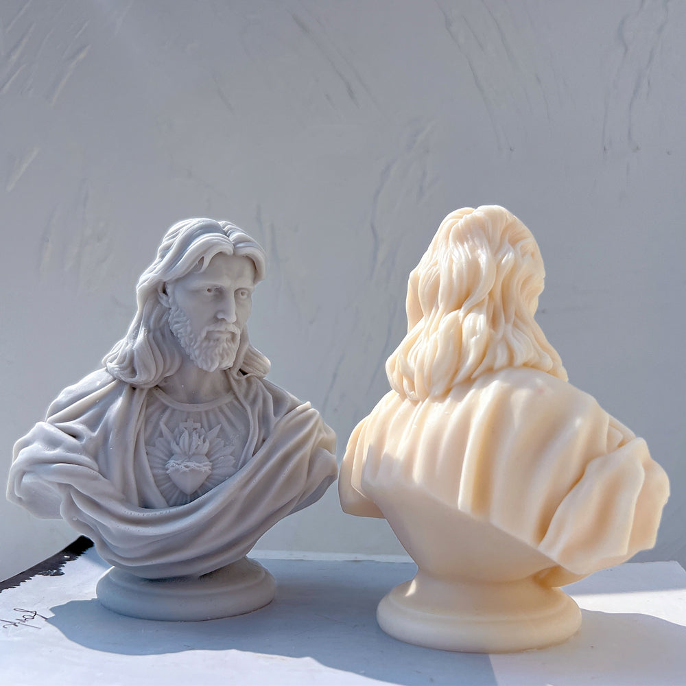 A high-performance Sacred Heart of Jesus Silicone Candle Mould silicone candle mold from MYKA Candles and Moulds for resin art and professional baking mould use.