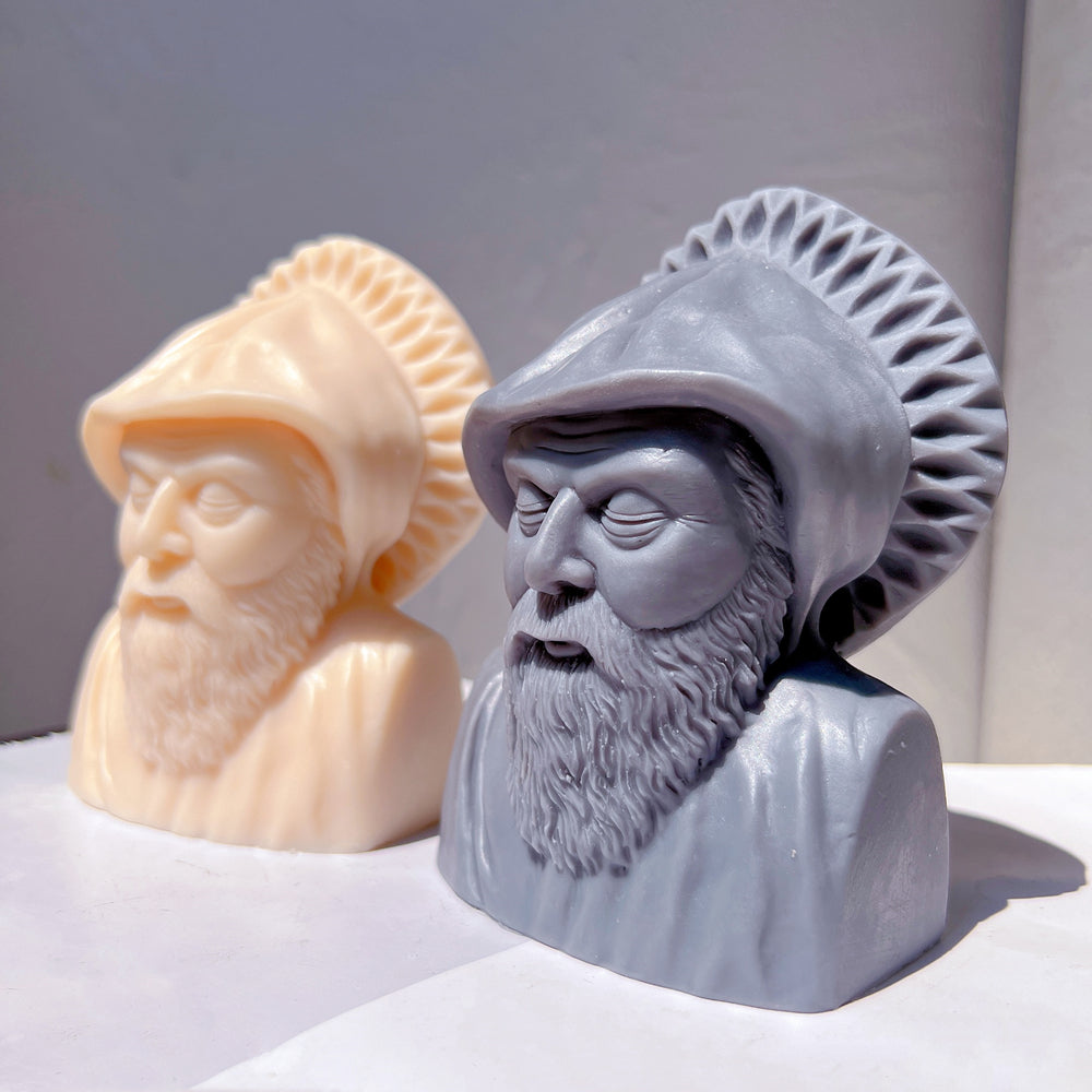 An aesthetic Saint Charbel Bust Candle Mould silicone candle mould from MYKA Candles and Moulds, perfect for soap, resin, and cake mould art.