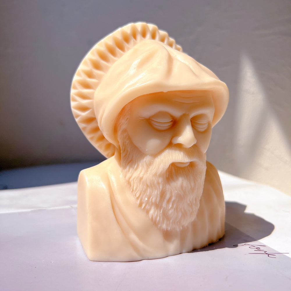 A high-performance Saint Charbel Bust Candle Mould silicone candle mold from MYKA Candles and Moulds for resin art and professional baking mould use.