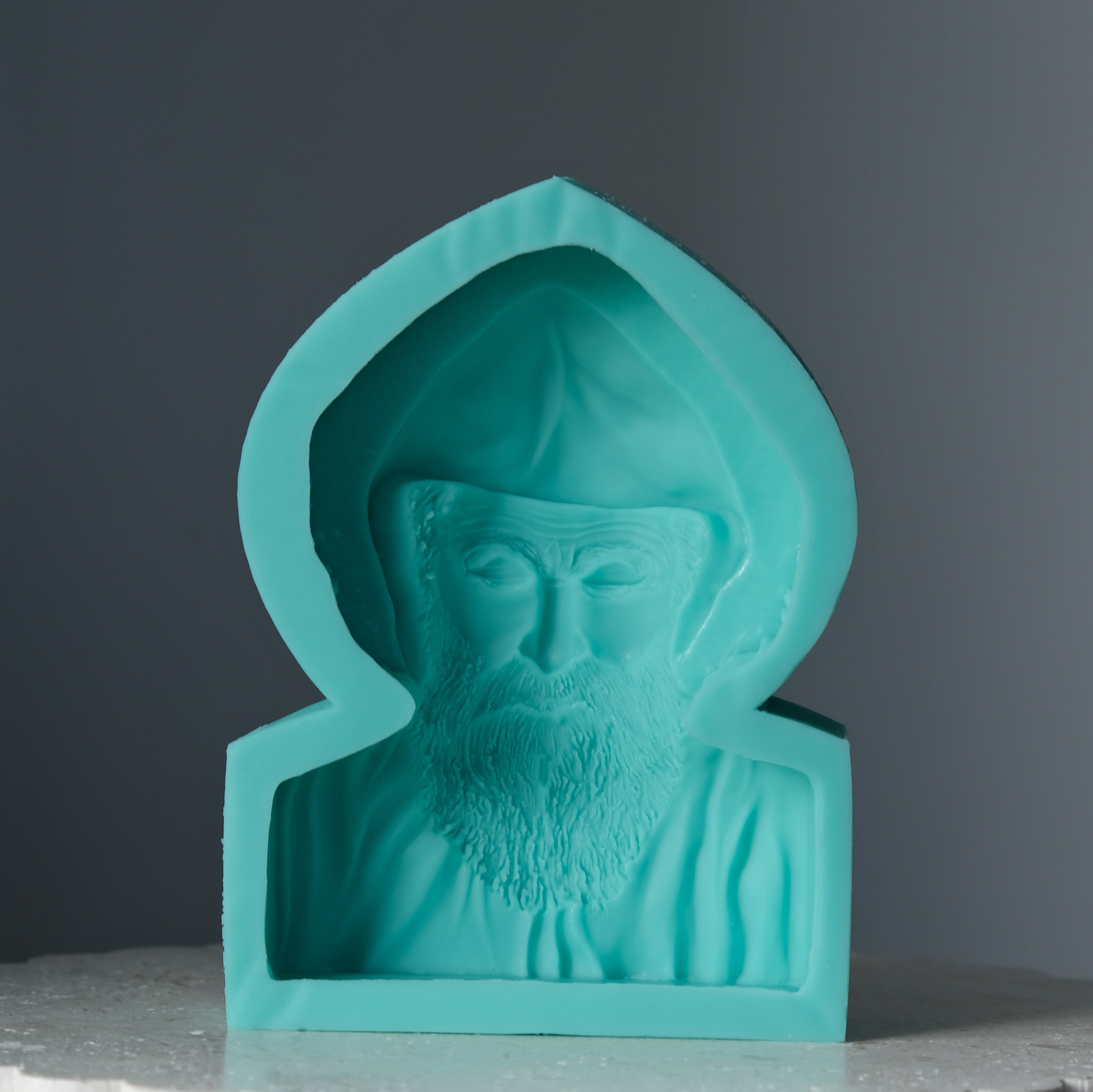 The Saint Charbel Candle Mould silicone candle mould by MYKA Candles and Moulds, a must-have for resin moulds and DIY baking mould enthusiasts.