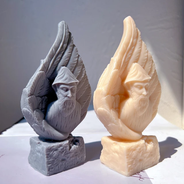 The Saint Charbel in Angel Wing Candle Mould silicone candle mould by MYKA Candles and Moulds, a must-have for resin moulds and DIY baking mould enthusiasts.