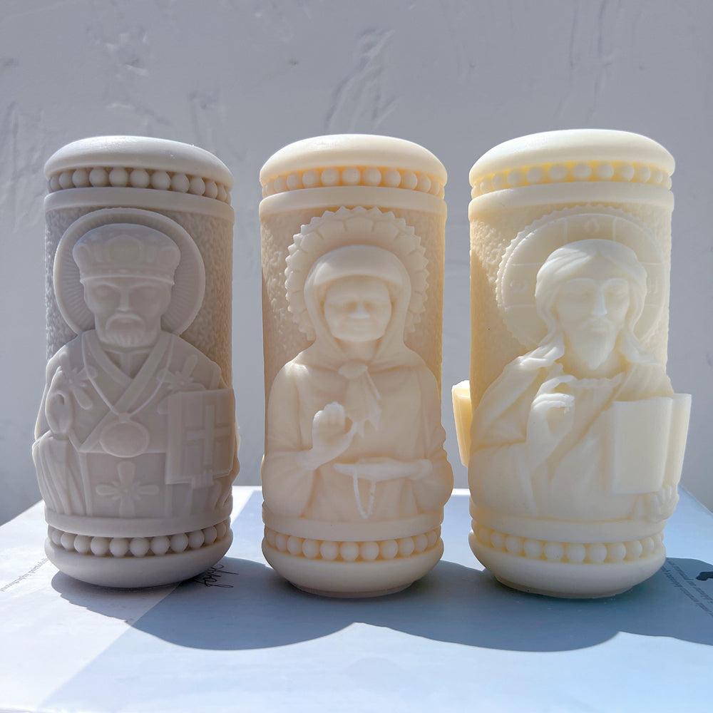Crafting with the Saint Pillar Candle Moulds silicone candle mould by MYKA Candles and Moulds, also used for soap, resin, and cake moulds.
