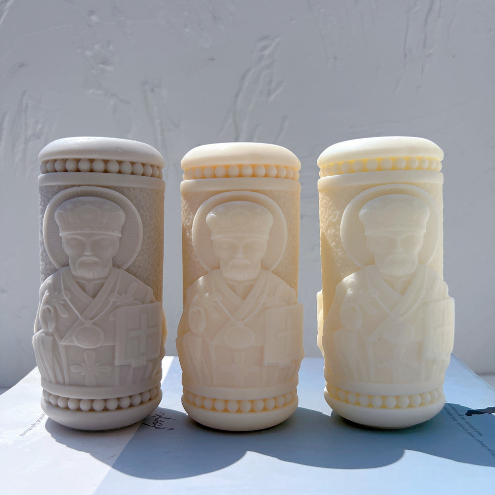 Professional Saint Pillar Candle Moulds silicone candle mould by MYKA Candles and Moulds, also used for resin moulds and baking mould designs.