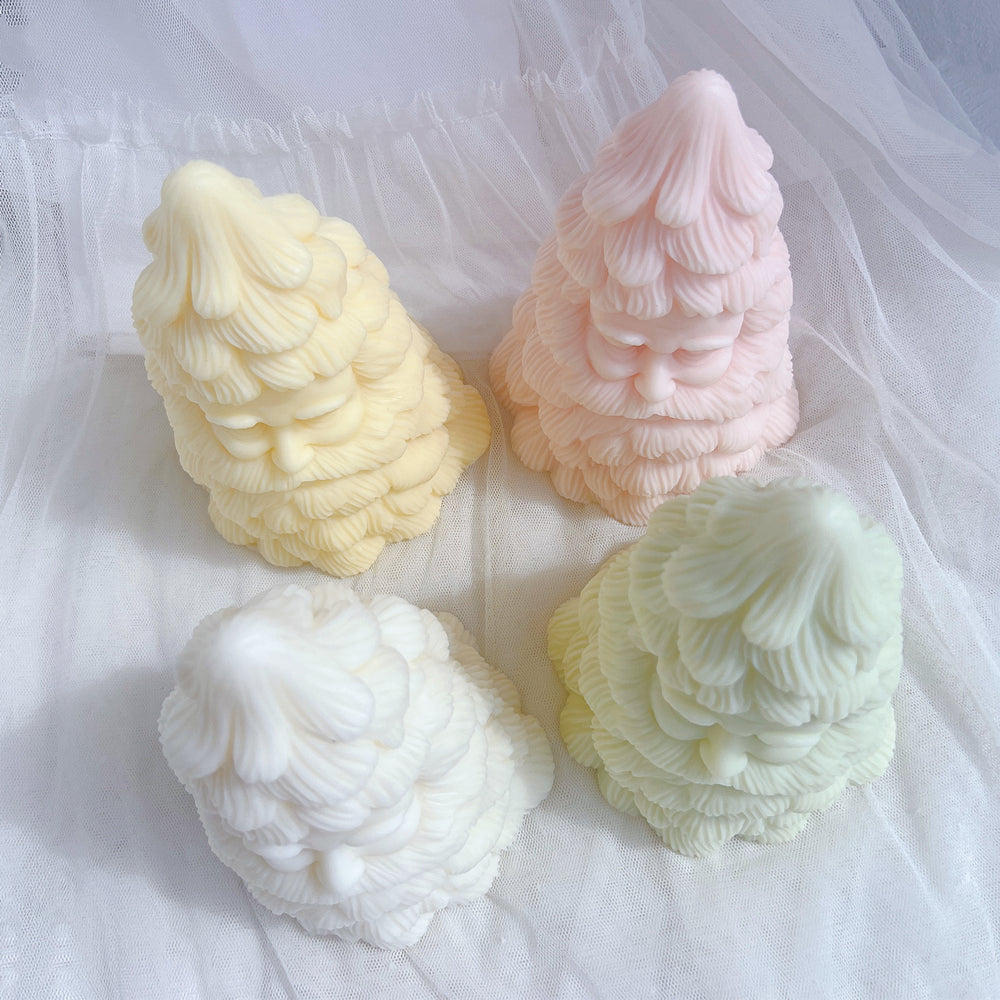 A detailed Santa Christmas Tree Candle Mould silicone candle mould by MYKA Candles and Moulds, perfect for candle making, soap moulds, and resin moulds.