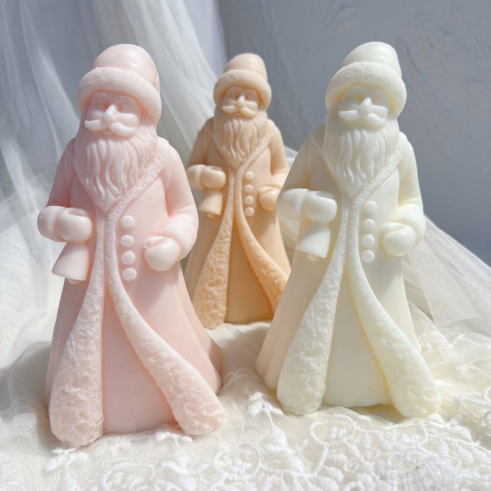 A detailed Santa Claus Silicone Candle Mould silicone candle mould by MYKA Candles and Moulds, perfect for candle making, soap moulds, and resin moulds.