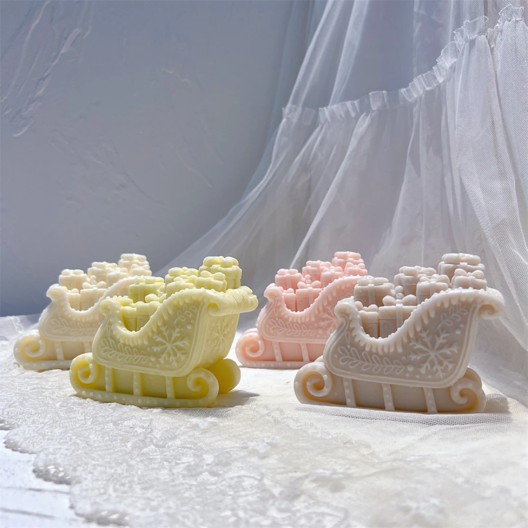 The Santa's Sleigh Silicone Candle Mould silicone candle mould by MYKA Candles and Moulds, optimized for professional candle, soap, and cake moulds.