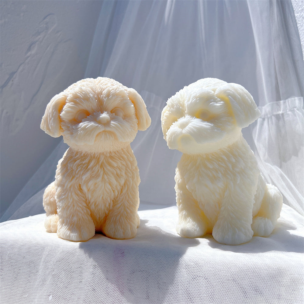 The flexible Shih Tzu Puppy Candle Mould silicone candle mould by MYKA Candles and Moulds, suitable for soap moulds and food-grade cake mould use.