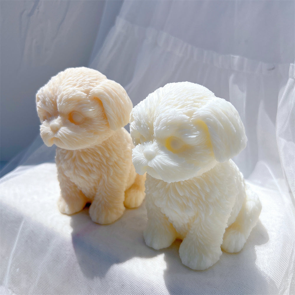 A heat-resistant Shih Tzu Puppy Candle Mould silicone candle mould by MYKA Candles and Moulds, ideal for soap, resin, and baking mould applications.