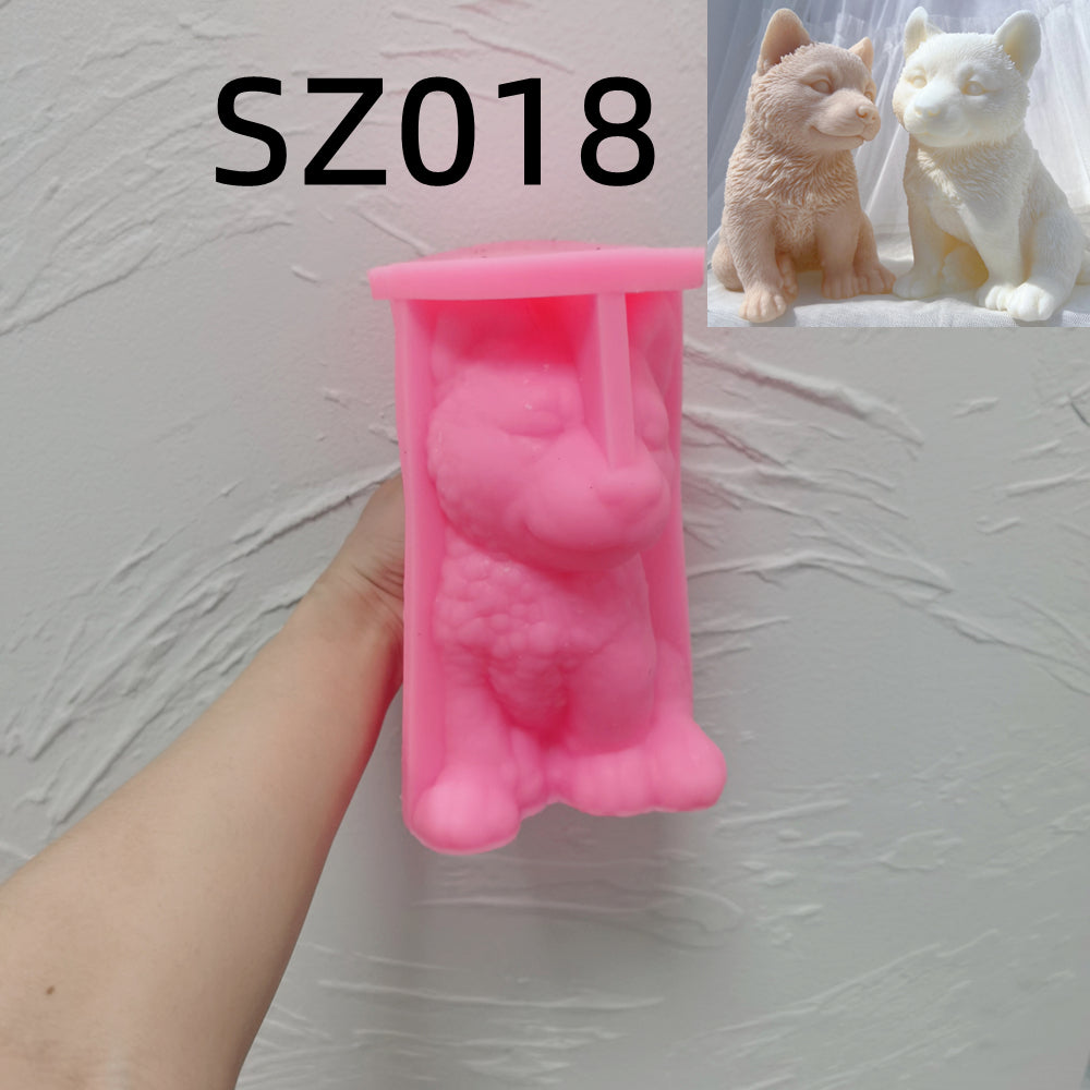 A high-performance Siberian Husky Puppy Candle Mould silicone candle mold from MYKA Candles and Moulds for resin art and professional baking mould use.