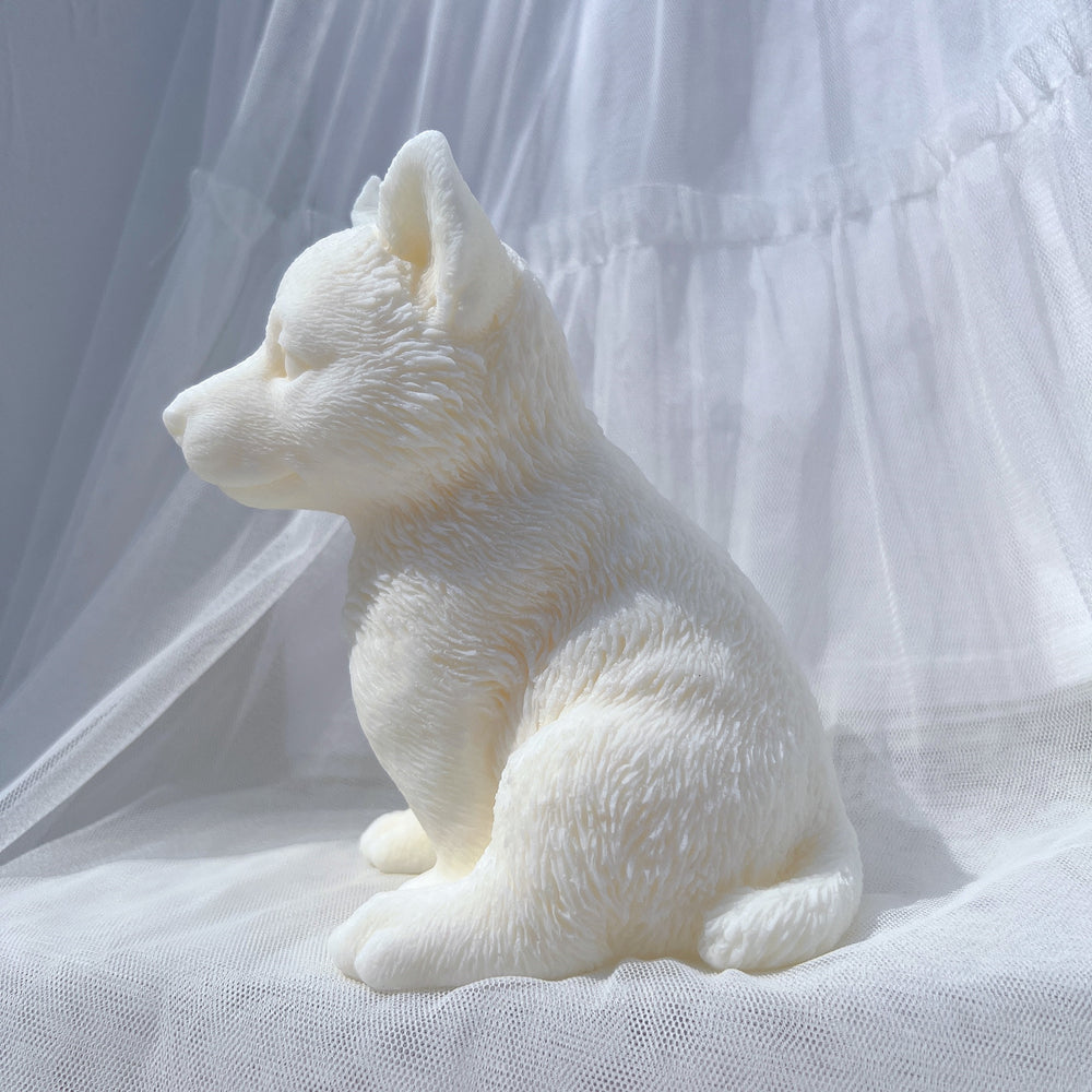 The Siberian Husky Puppy Candle Mould silicone candle mould by MYKA Candles and Moulds, optimized for professional candle, soap, and cake moulds.