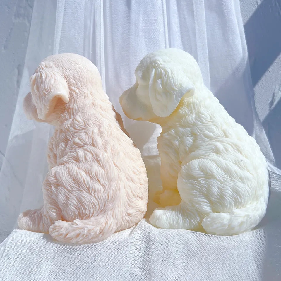 Close-up of the Springer Spaniel Puppy Candle Mould silicone candle mould by MYKA Candles and Moulds for soy wax, soap moulds, and baking mould hobbyists.