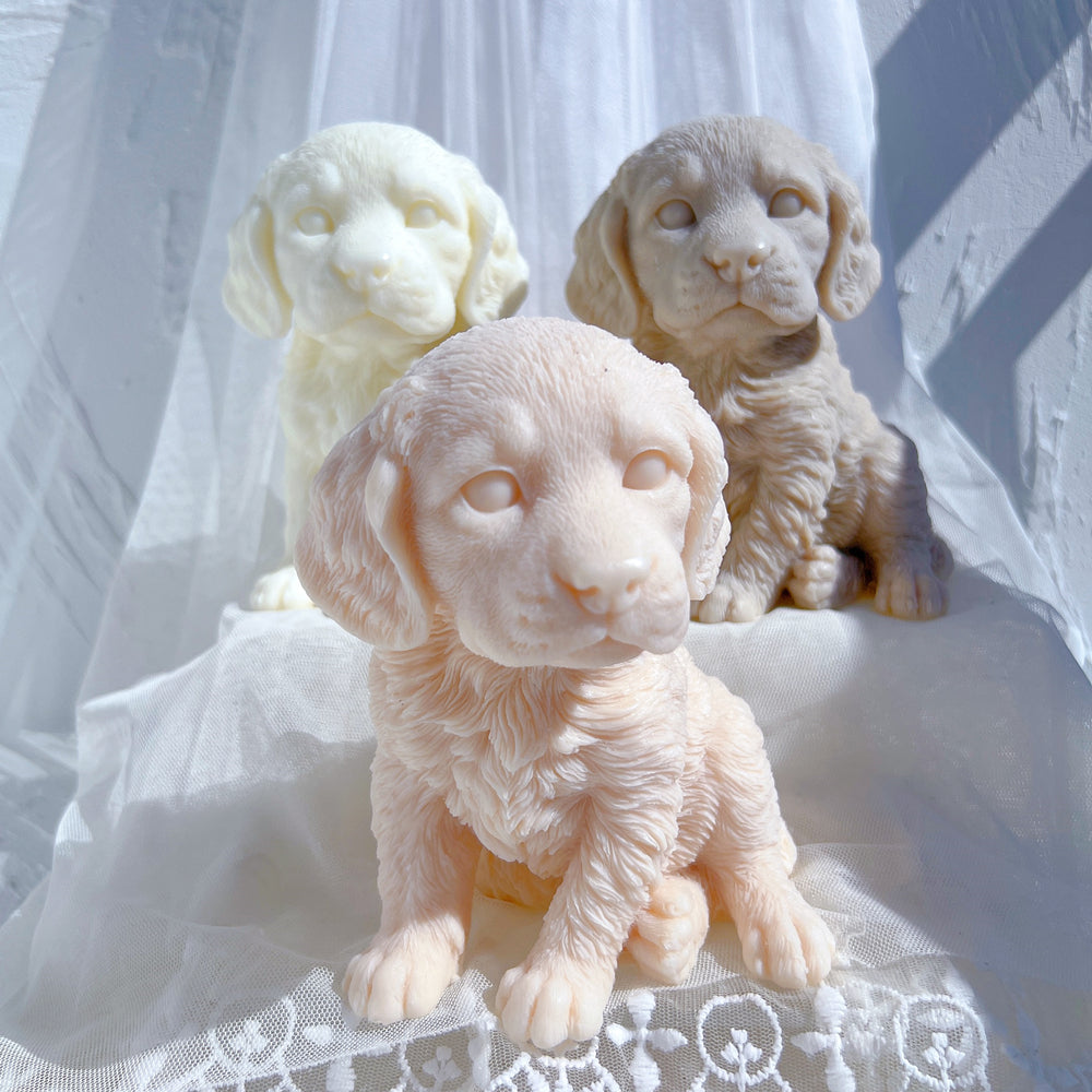 Showcasing the Springer Spaniel Puppy Candle Mould silicone candle mould by MYKA Candles and Moulds for creative baking moulds and candle making.
