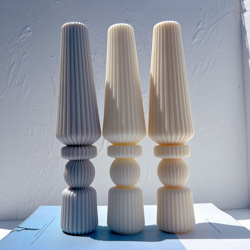 A premium Striped Vase Moulds silicone candle mold by MYKA Candles and Moulds, a versatile tool for cement and resin vessel moulds.