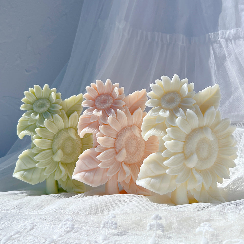 A Sunflower Candle Mould silicone candle mold by MYKA Candles and Moulds, designed for easy release in soap, resin, and cake mould casting.