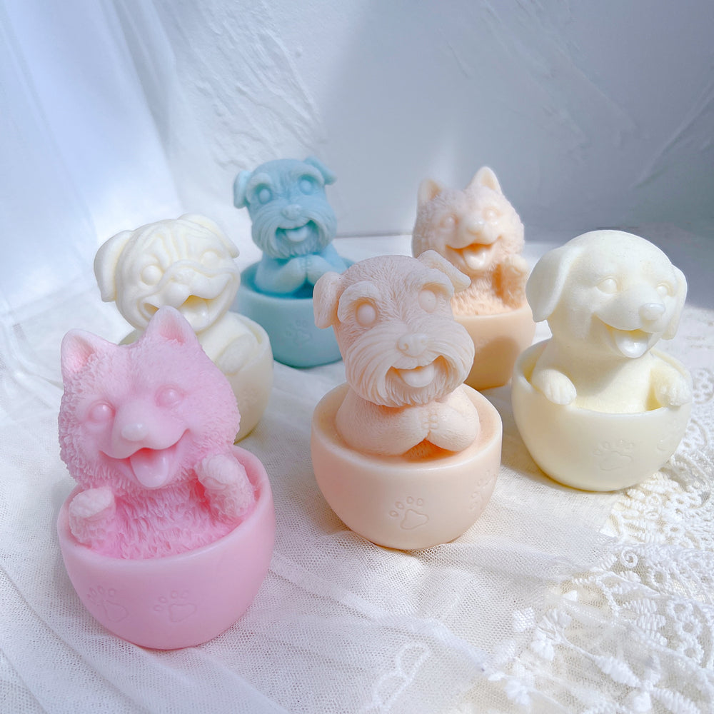 The Teacup Puppy Candle Moulds silicone candle mould by MYKA Candles and Moulds, a must-have for resin moulds and DIY baking mould enthusiasts.