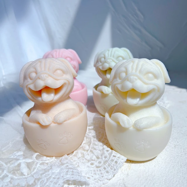 The Teacup Puppy Candle Moulds silicone candle mold by MYKA Candles and Moulds, featuring high detail for candle, soap, and baking moulds.