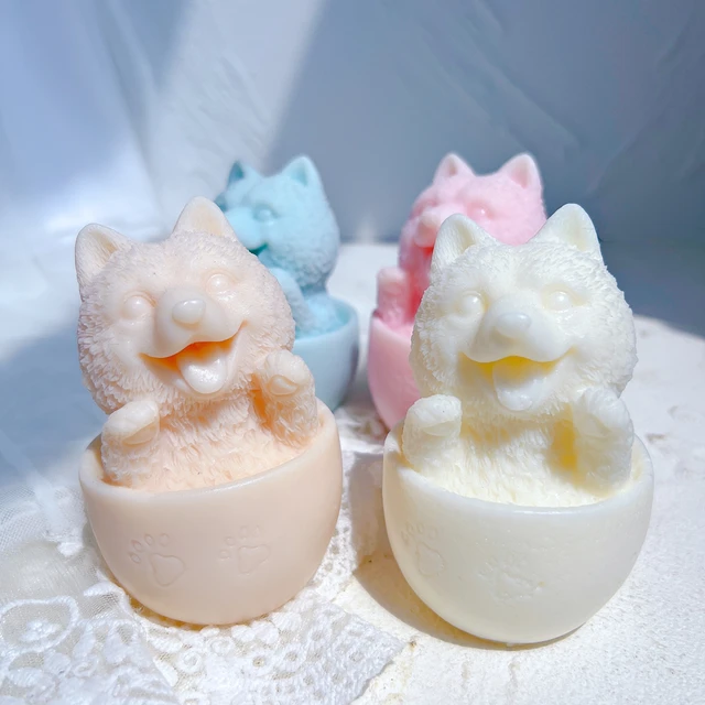 View of the Teacup Puppy Candle Moulds silicone candle mould from MYKA Candles and Moulds, ideal for DIY soap moulds and cake mould projects.