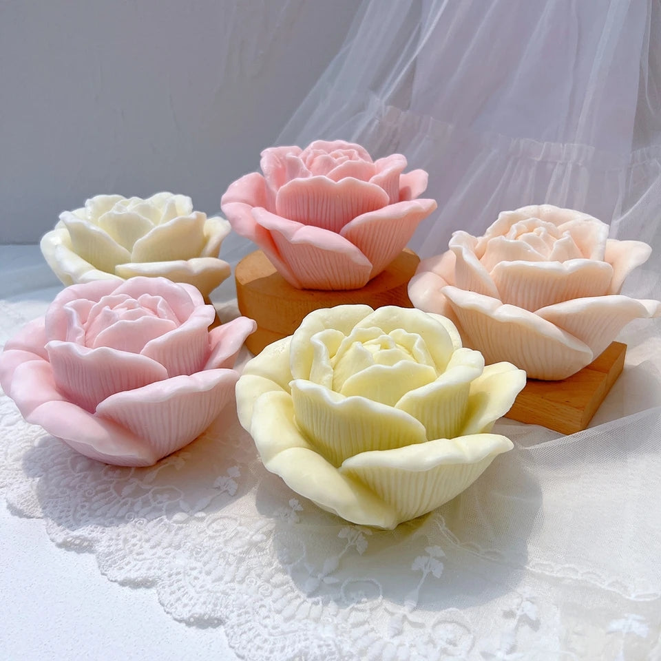 A Textured Rose Candle Moulds silicone candle mold by MYKA Candles and Moulds, designed for easy release in soap, resin, and cake mould casting.