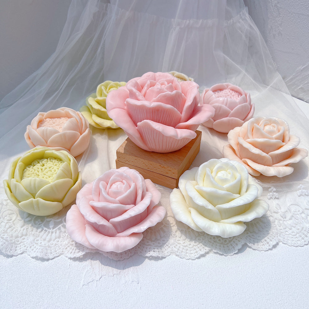 Showcasing the Textured Rose Candle Moulds silicone candle mould by MYKA Candles and Moulds for creative baking moulds and candle making.