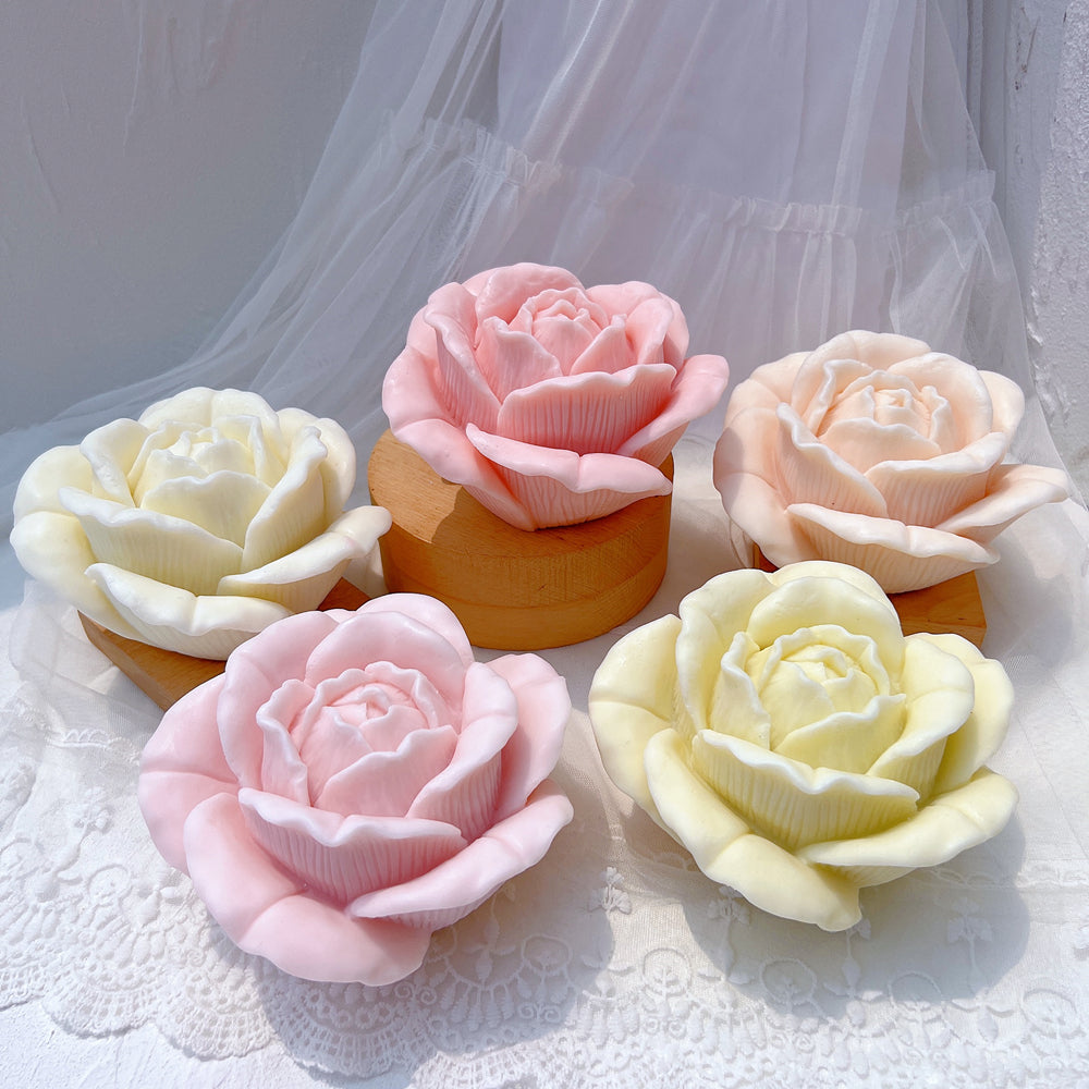 Crafting with the Textured Rose Candle Moulds silicone candle mould by MYKA Candles and Moulds, also used for soap, resin, and cake moulds.