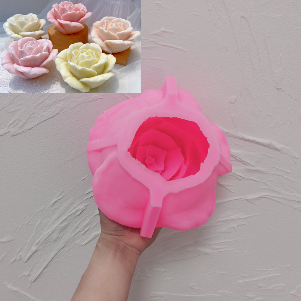 Close-up of the Textured Rose Candle Moulds silicone candle mould by MYKA Candles and Moulds for soy wax, soap moulds, and baking mould hobbyists.