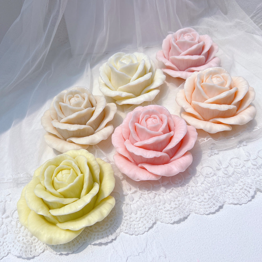 A detailed Textured Rose Candle Moulds silicone candle mould by MYKA Candles and Moulds, perfect for candle making, soap moulds, and resin moulds.