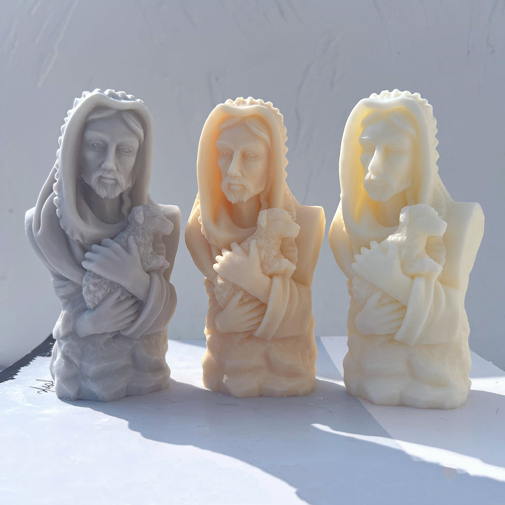 Crafting with the The Good Shepherd Silicone Candle Mould silicone candle mould by MYKA Candles and Moulds, also used for soap, resin, and cake moulds.