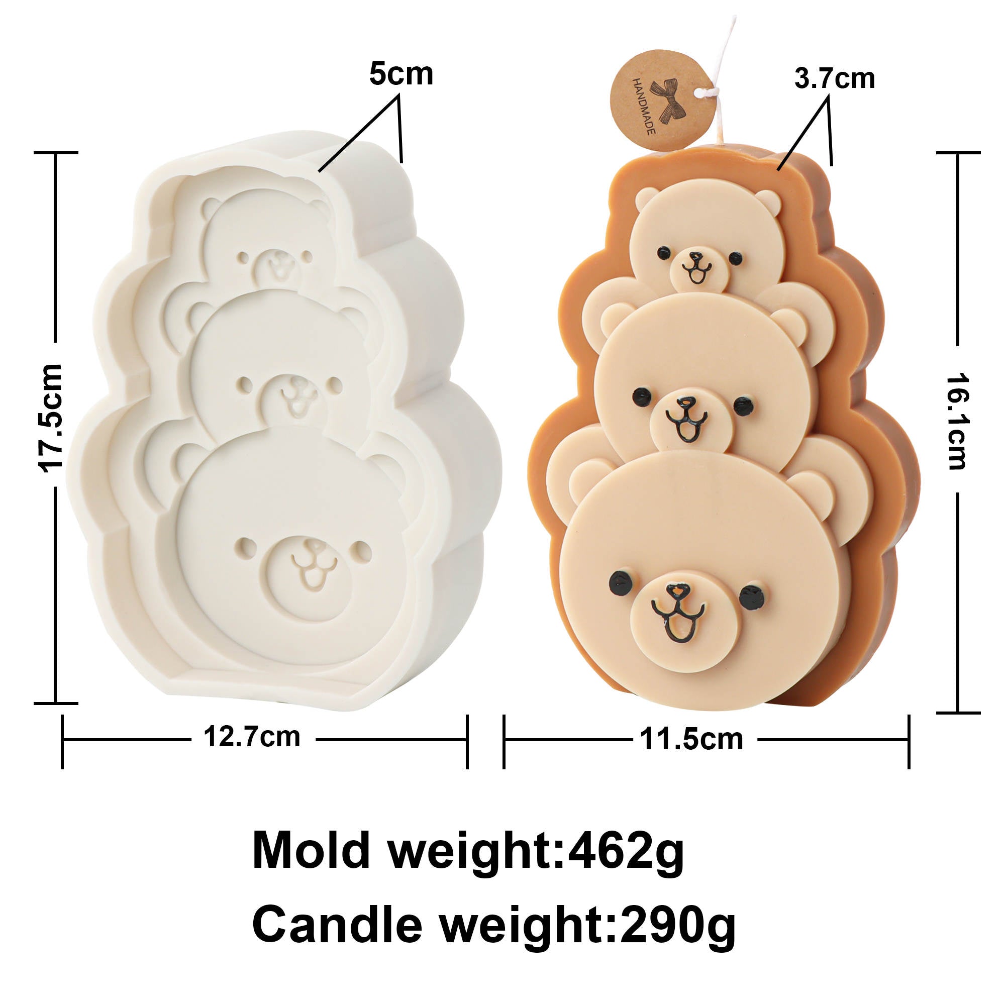 A high-performance Three Bears Candle Mould silicone candle mold from MYKA Candles and Moulds for resin art and professional baking mould use.