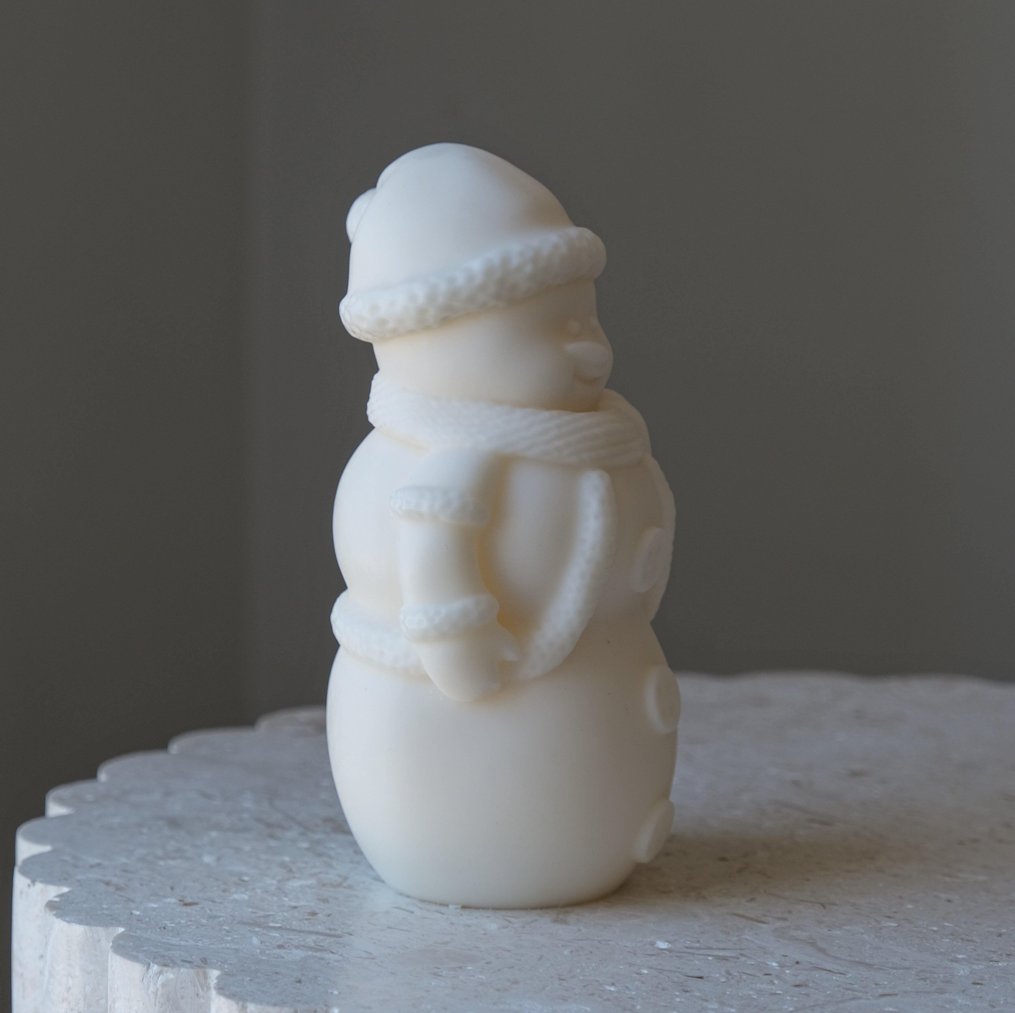 The flexible Three-Tier Snowman Silicone Candle Mould silicone candle mould by MYKA Candles and Moulds, suitable for soap moulds and food-grade cake mould use.