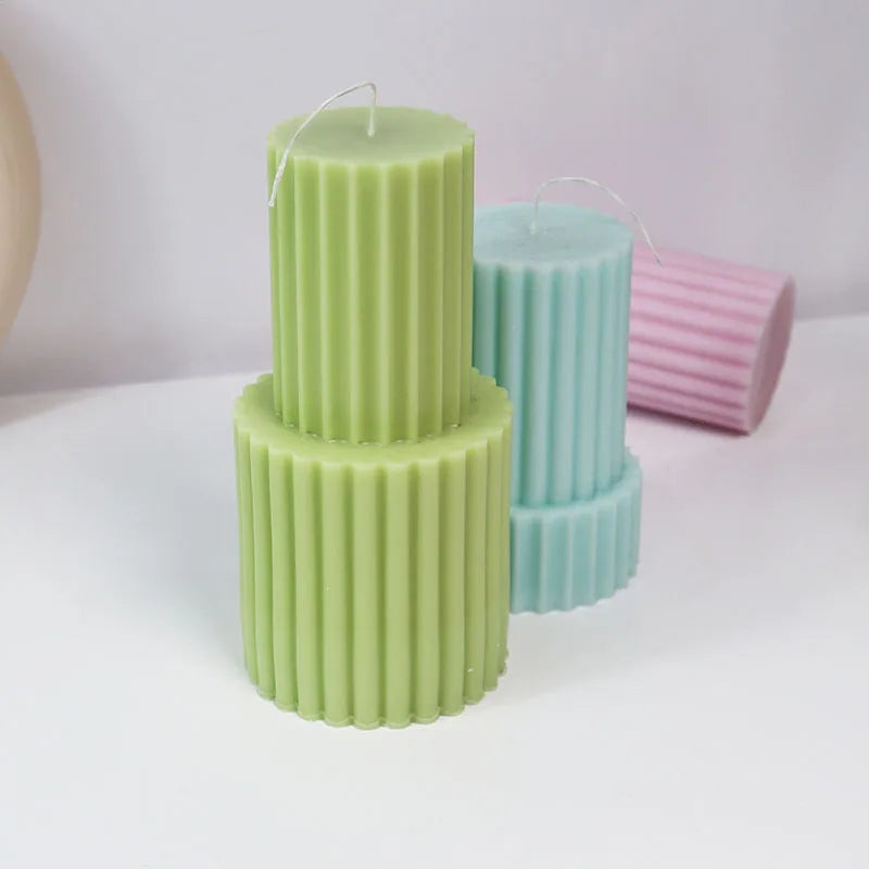 High-quality Tiered Ribbed Pillar Candle Moulds silicone candle mould from MYKA Candles and Moulds, great for resin moulds and professional baking mould needs.