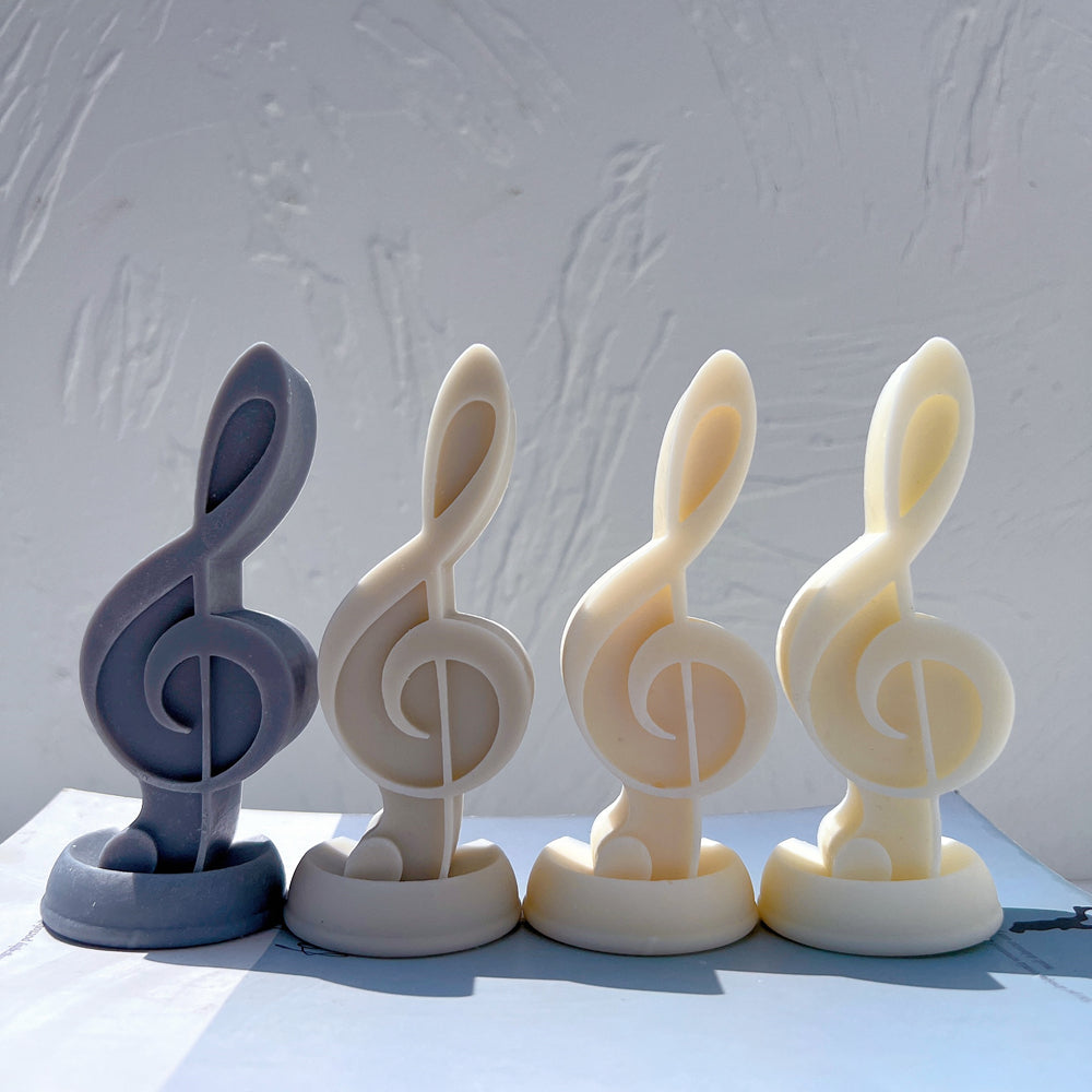 A high-performance Treble Clef Music Note Candle Mould silicone candle mold from MYKA Candles and Moulds for resin art and professional baking mould use.