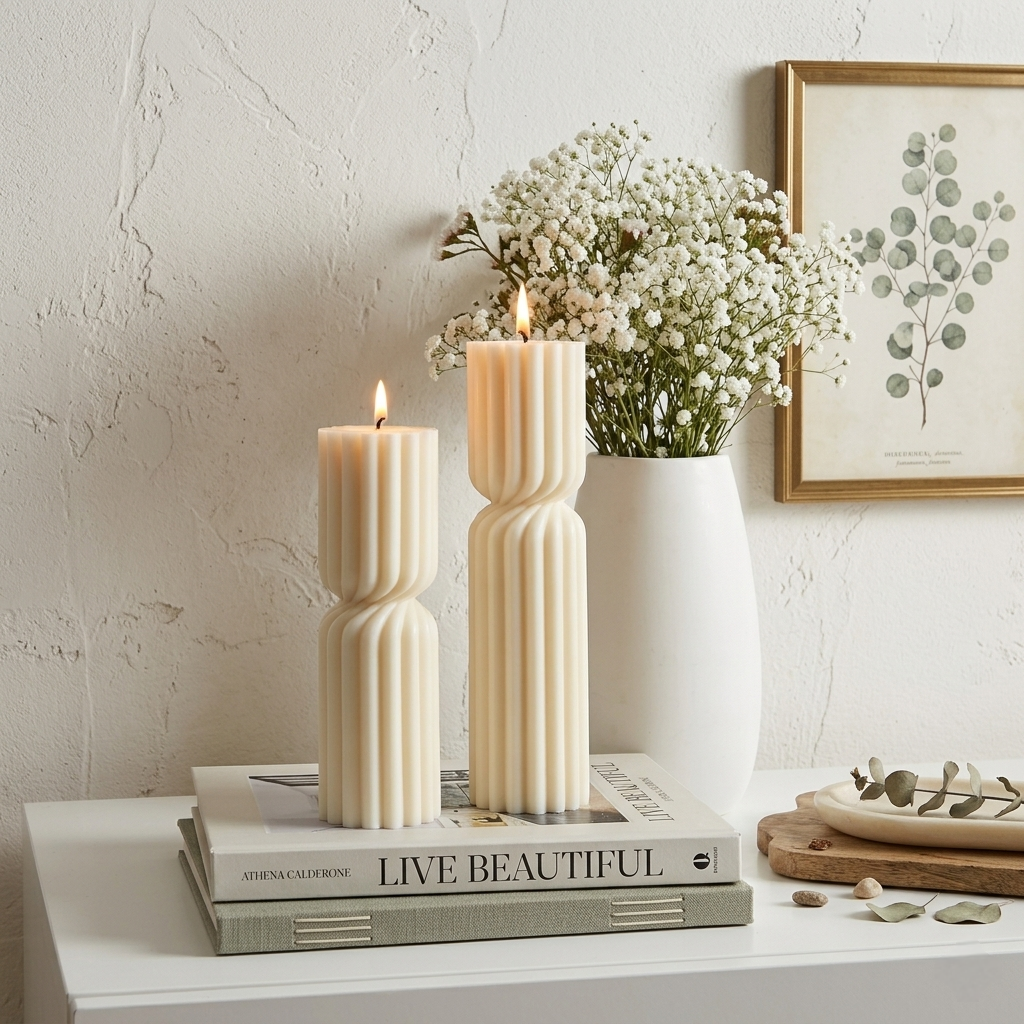 A Twisted Hourglass Candle Moulds silicone candle mold by MYKA Candles and Moulds, the perfect multipurpose tool for soap, resin, and cake mould casting.