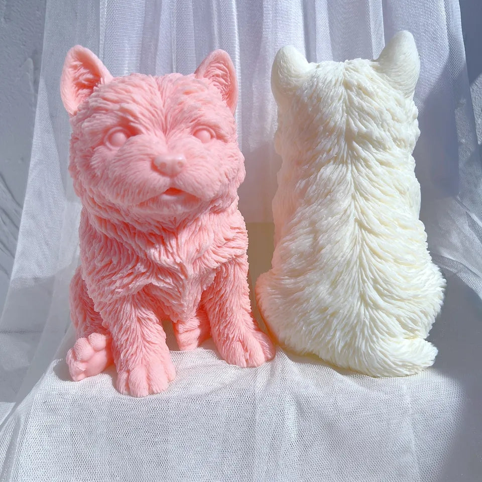 The West Highland Puppy Candle Mould silicone candle mould by MYKA Candles and Moulds, a top choice for artistic resin moulds and baking moulds.