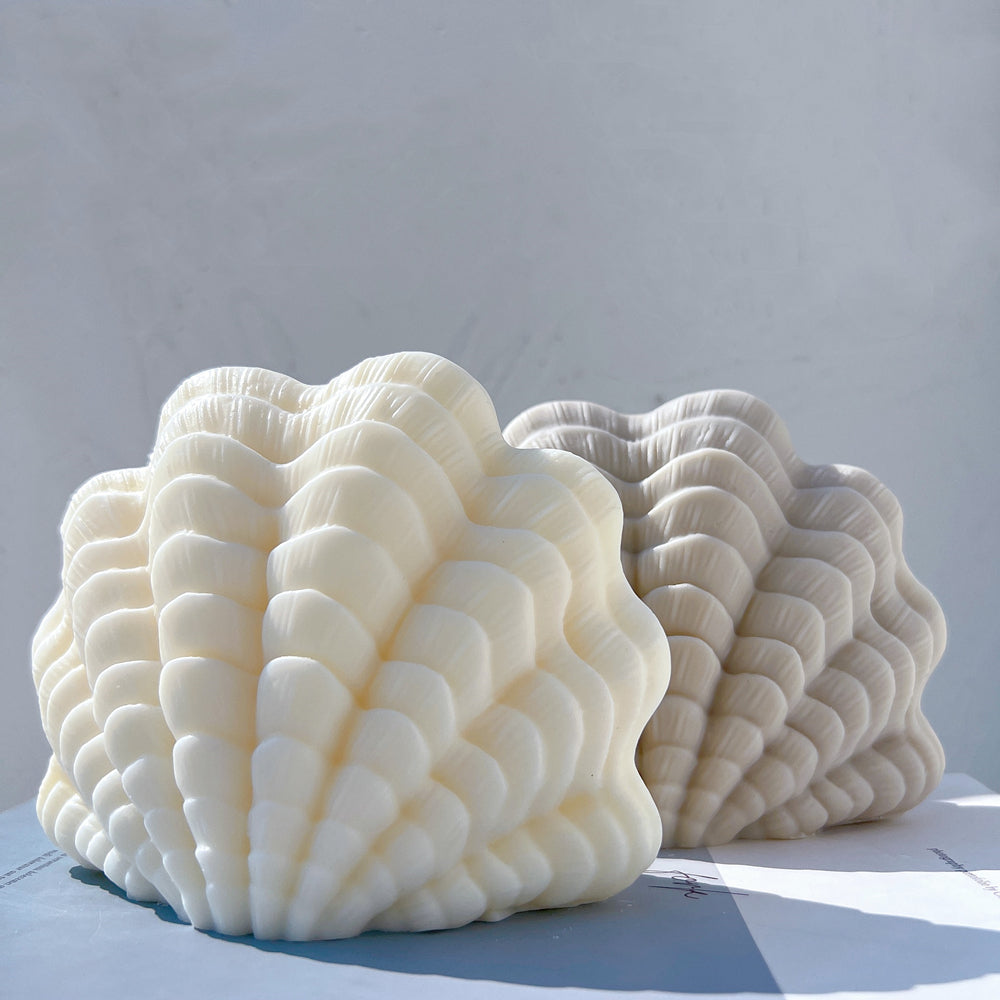 The XL Seashell Candle Mould silicone candle mold by MYKA Candles and Moulds, featuring high detail for candle, soap, and baking moulds.
