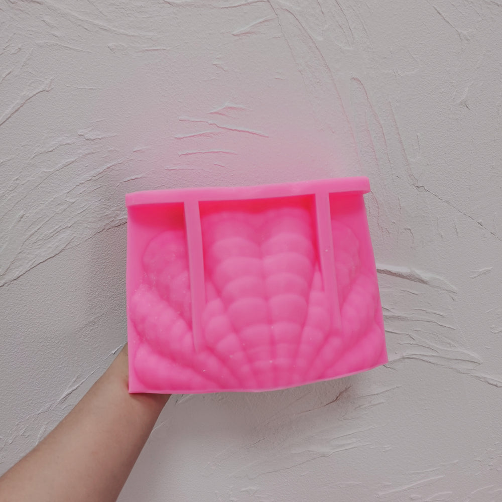View of the XL Seashell Candle Mould silicone candle mould from MYKA Candles and Moulds, ideal for DIY soap moulds and cake mould projects.