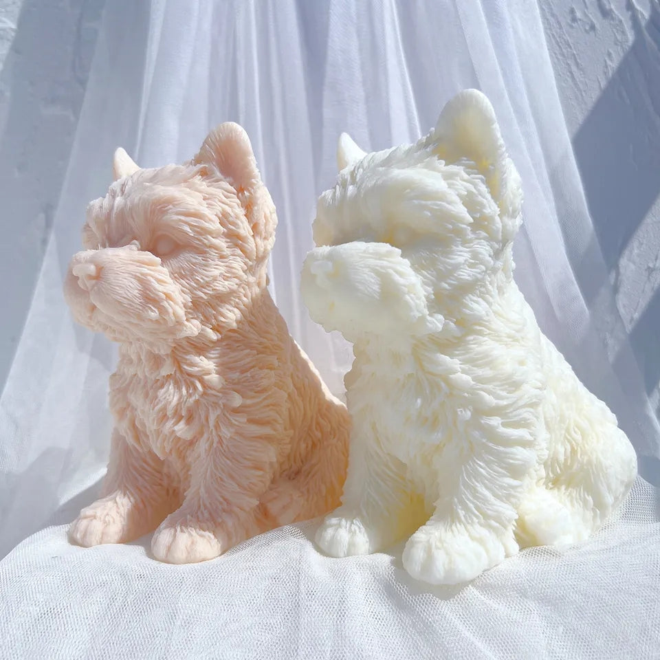 Professional Yorkshire Terrier Puppy Candle Mould silicone candle mould by MYKA Candles and Moulds, also used for resin moulds and baking mould designs.