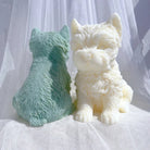 An aesthetic Yorkshire Terrier Puppy Candle Mould silicone candle mould from MYKA Candles and Moulds, perfect for soap, resin, and cake mould art.