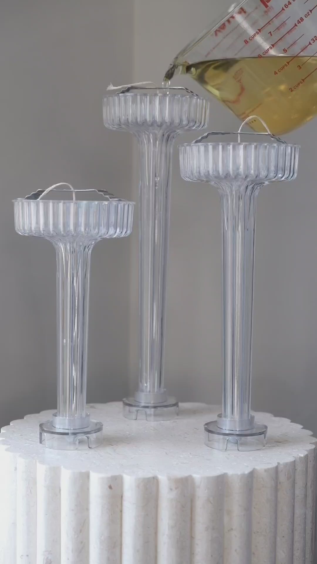 Acrylic PVC Ribbed pillar candle moulds 