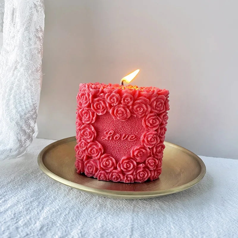 Roses and heart candle moulds