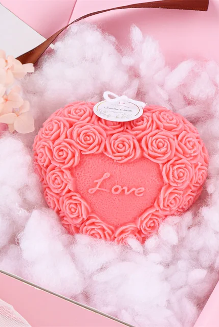 Valentines day Love Heart Rose Candle mould
