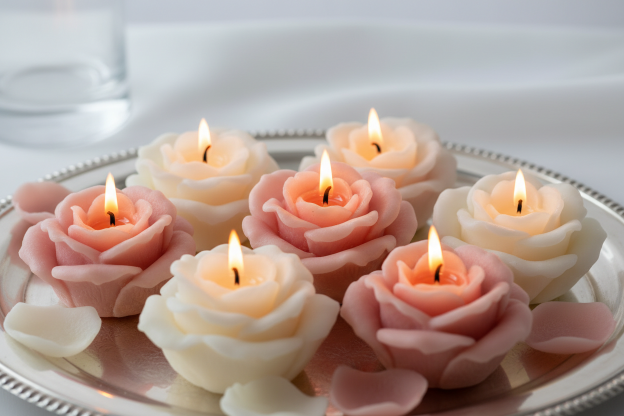 Rose shaped candles